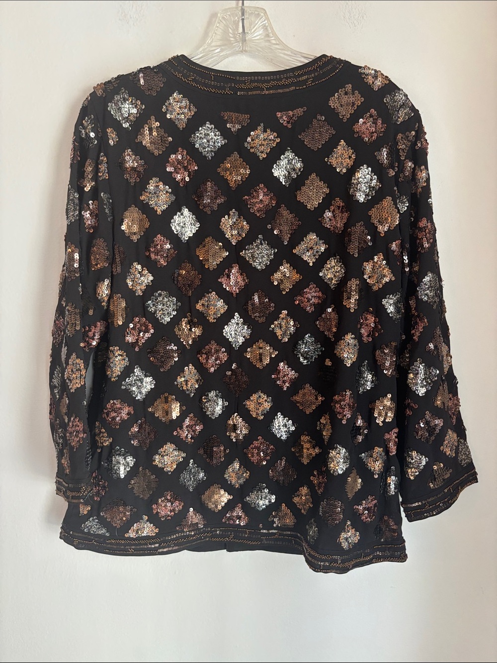 Chicos vintage beaded sequin Black dressy Jacket metallic fancy event women’s 8 - Picture 7 of 8